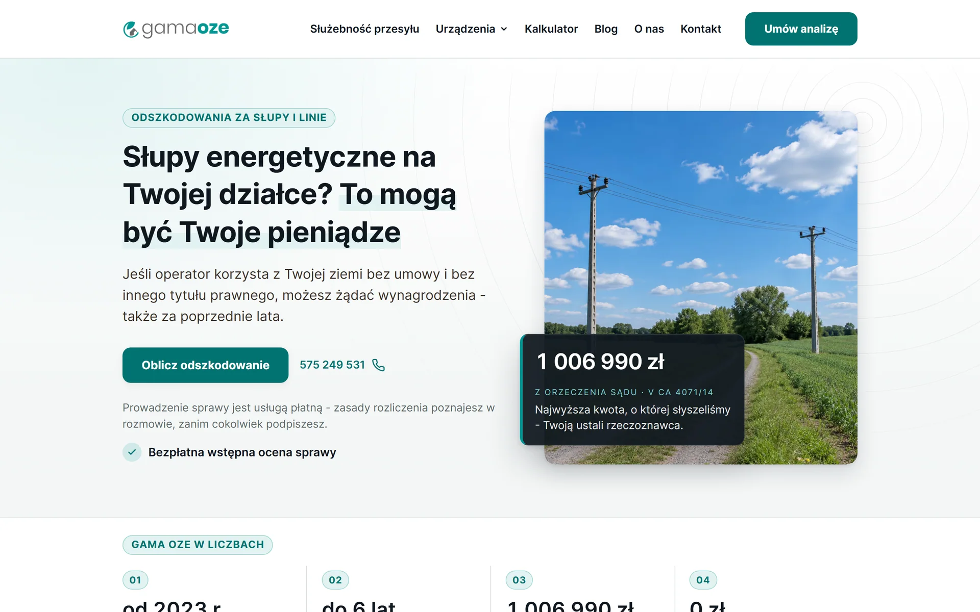 Strona główna: temat, działanie i kontakt w jednym widoku.
