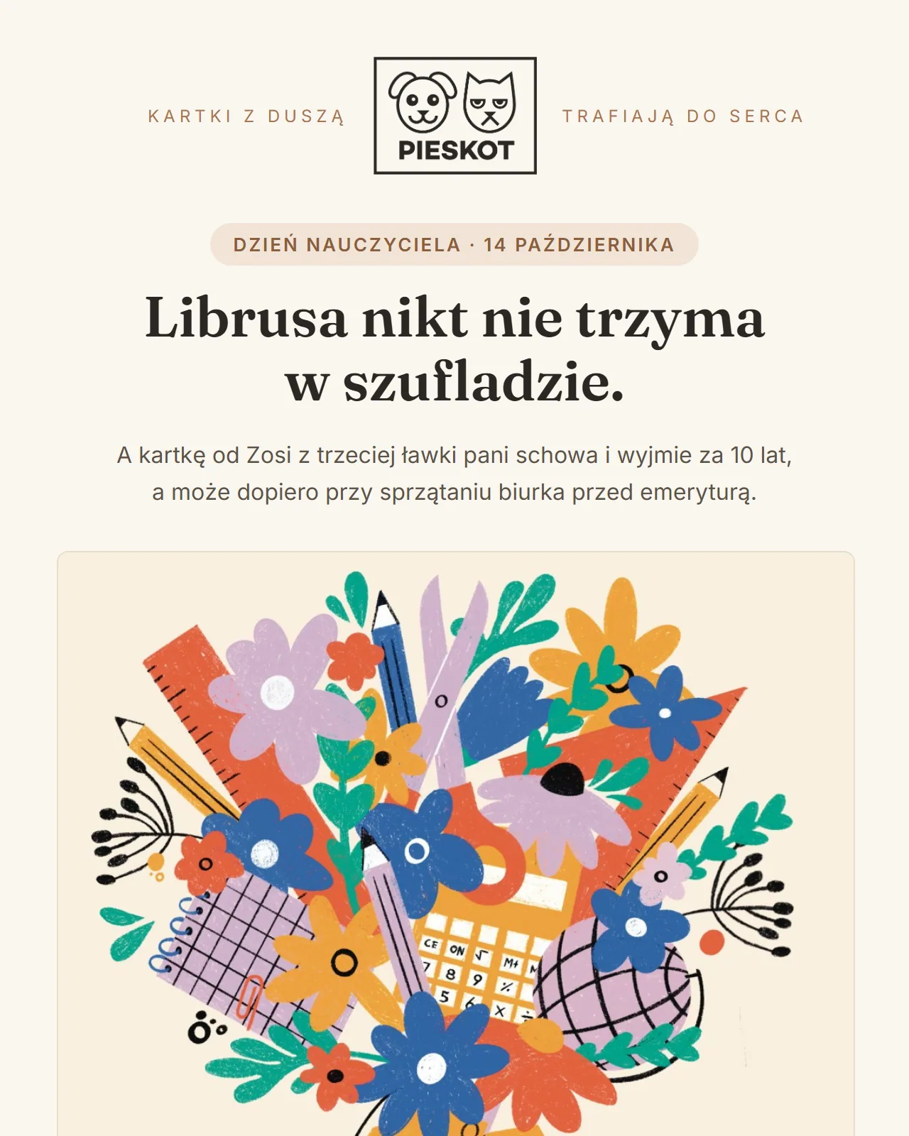 List na Dzień Nauczyciela, ilustracja Pauliny Adamowskiej.
